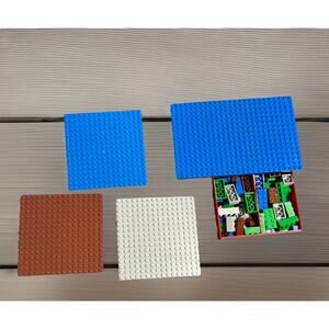 LEGO Red & Blue Storage Box With LEGOS, 2 Small Base and 1 Large Base EUC LOT